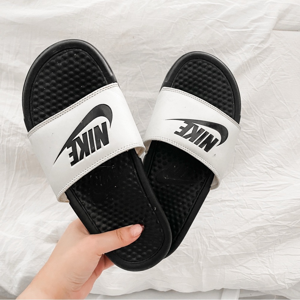 Nike Black and White Slides